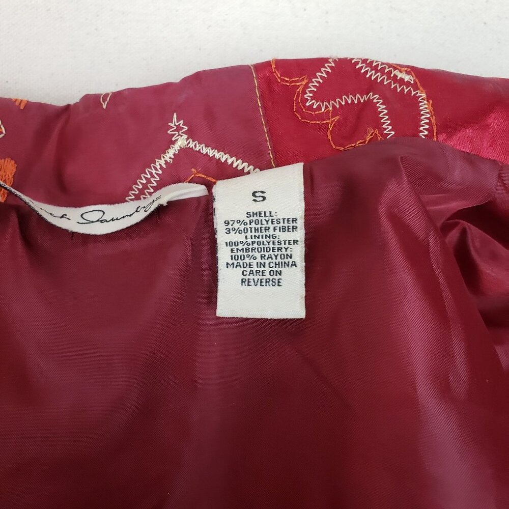 French Laundry Red Quilted Embroidered Button-Up Patchwork Jacket Sz S EXCELLENT - Picture 11 of 12